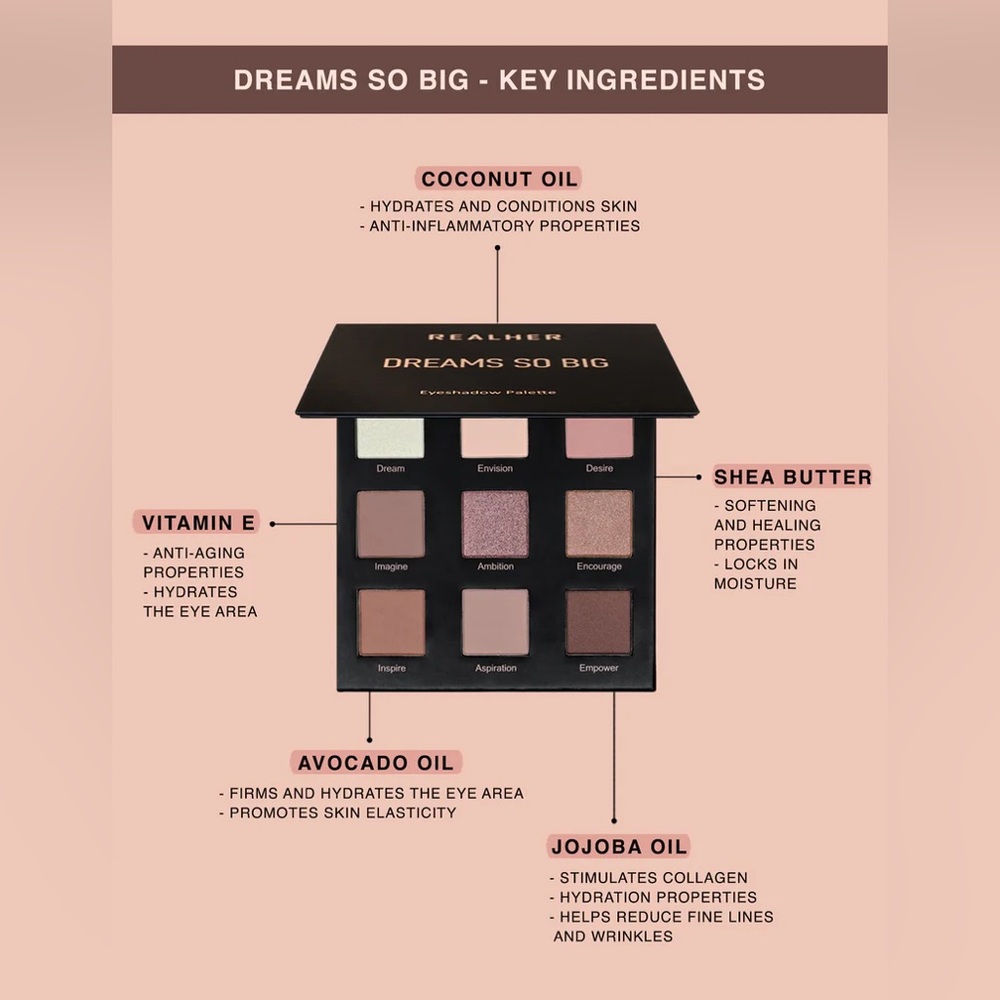 NIB: REALHER Dreams So Big 9 Pan Eyeshadow Palette! - Picture 6 of 11